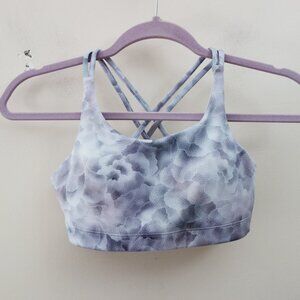 ATHLETA GIRL Strappy Floral Purple Bra XL /14 EUC